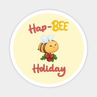 Hap Bee Holiday Cute Bee Carrying Christmas Berry Magnet